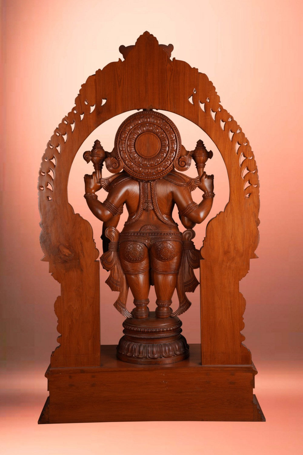 Image of Teak Wood Carving Lord Ganesha Statue